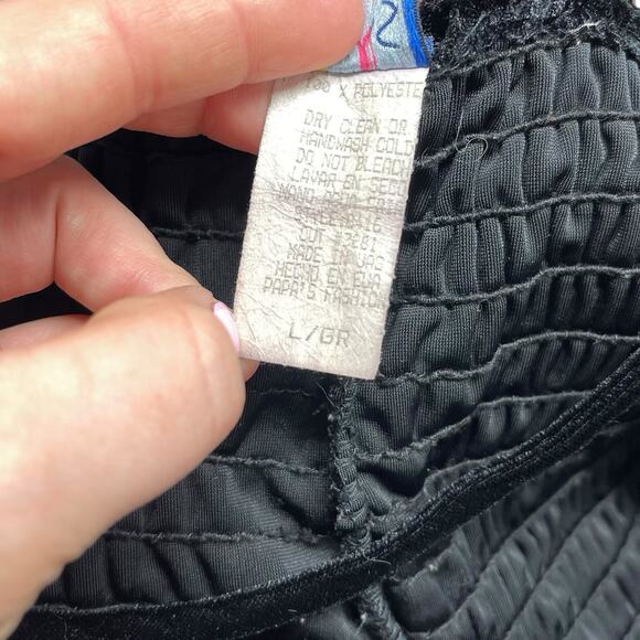 Black Velvet Tank Top Cross Back Shirred Y2K Crop Stretchy Papas Fashion - Picture 7 of 7